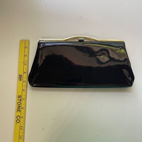 Vintage Patent Leather Casual Clutch Bag Black - Picture 5 of 6
